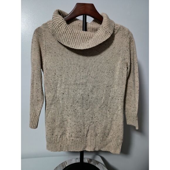 Charter Club Sweaters - CHARTER CLUB: Beige 3/4 Sleeve Cowl-Neck Sweater, Women's Size P/S